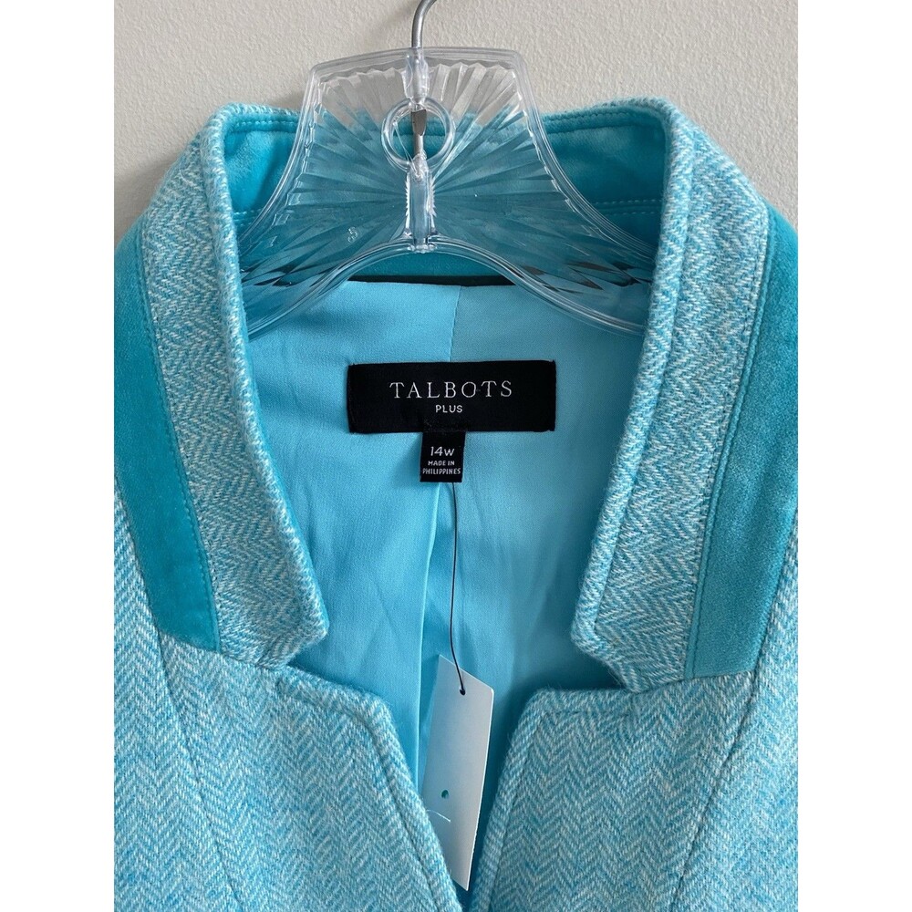 TALBOTS Classic Shetland Blazer Bicolor Herringbone Women' Plus Sz 14 Wool Blend - Picture 4 of 11